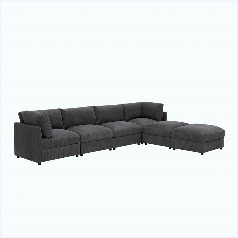 Corduroy Reversible Modular Sectional Sofa, Convertible L-Shaped Couch with Deep Seats for Living Room Small Space
