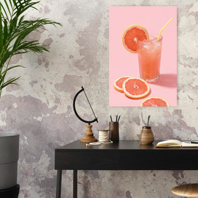 Art mural contemporain frais et rafraîchissant à la fleur de pamplemousse