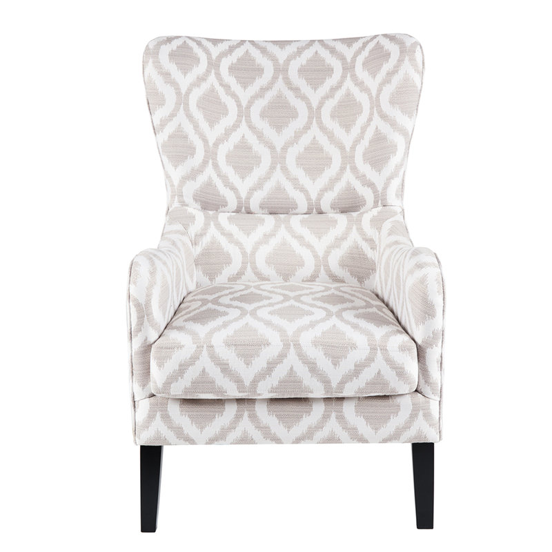 Fauteuil à oreilles Swoop: rembourrage en mousse haute, dossier à oreilles, accoudoirs ronds, pieds en bois massif, superbe coussin de siège avec support, meuble amovible