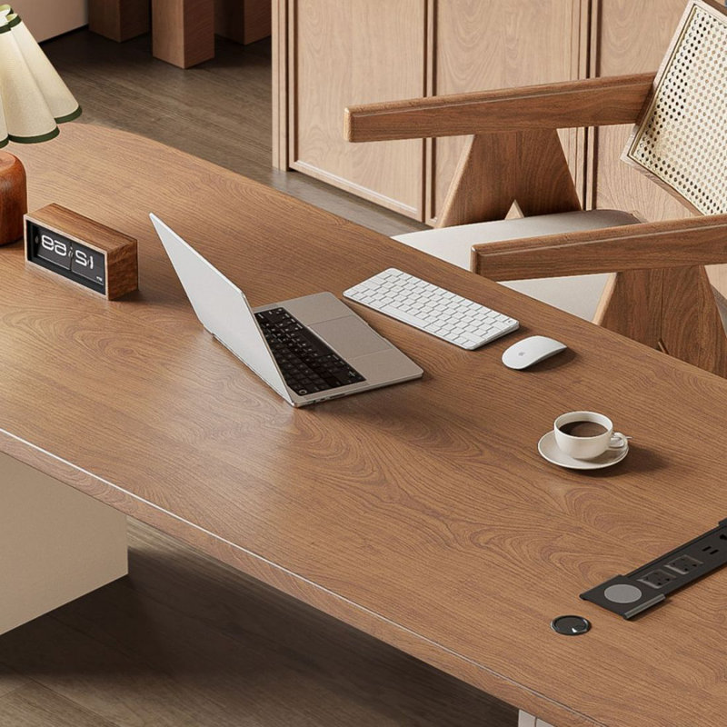 Bureau double caisson en bois massif avec tiroirs Nut-brown, Gauche, H 29,53 po x l 70,87 po x P 31,5 po