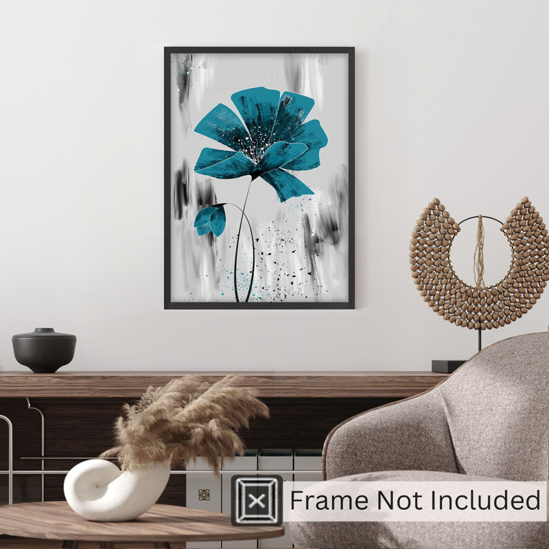 Floral The Blue Flower Modern Unframed Art Print, 16" H x 12" W
