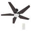 Ventilateur de plafond intelligent 52 po avec télécommande, ensemble d'éclairage à DEL, moteur à courant continu, tige verticale incluse.