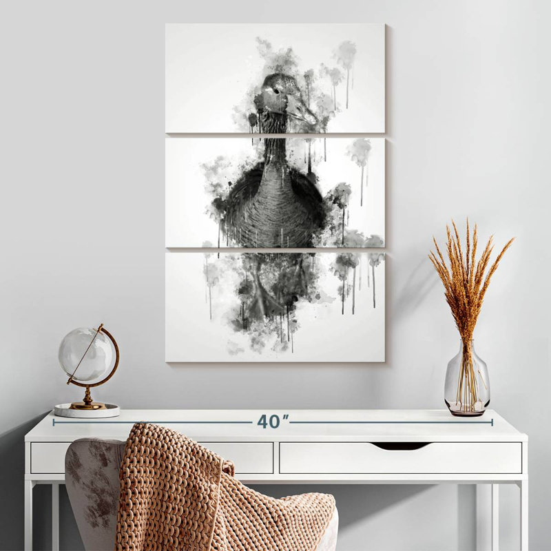 Brampt canard noir et blanc, H 32 po x l 20 po