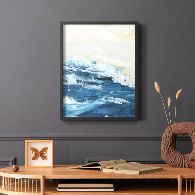 Vague après vague I, reproduction encadrée - bois massif, Noir, H 20 po x l 16 po