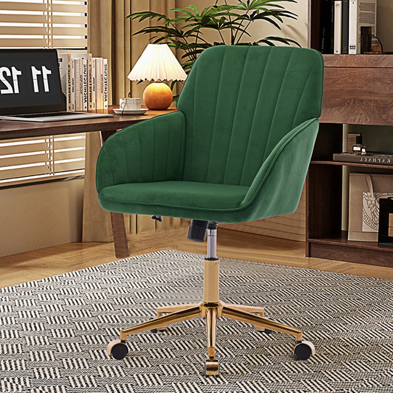 Chaise de bureau réglable, chaise pivotante ergonomique avec dossier, Vert