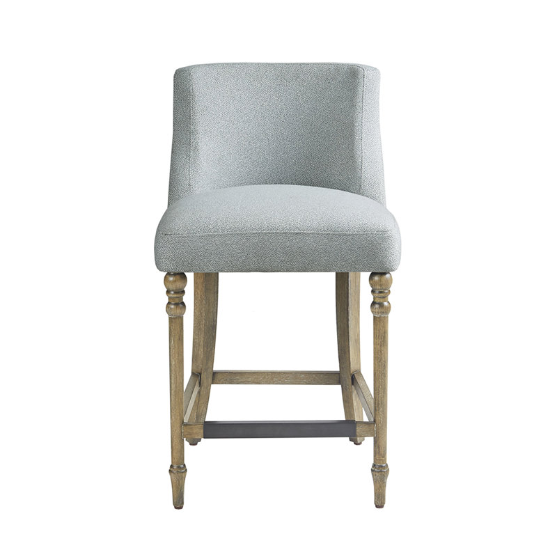 Tabouret de comptoir rembourré de 25 po - Ensemble d'assemblage de repose-pieds et de pieds en bois massif bleu avec revêtement pour une protection durable