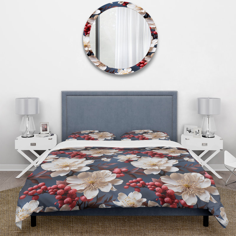 Ensemble de housse de couette Serene, Housse de couette pour grand lit et 2 taies décor