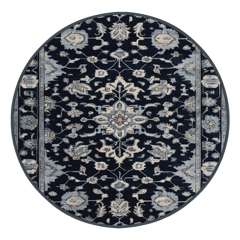 Machine Washable Overdyed Gray Area Rug, Round 8'