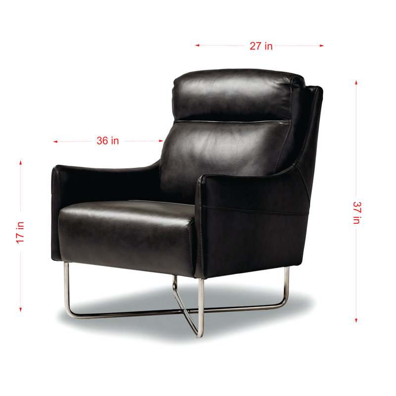 Dowlin Upholstered Club Chair, Black Genuine Leather