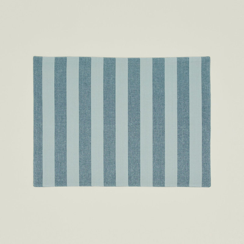Sky and Peacock Cotton Striped Rectangle Placemats Set of 4