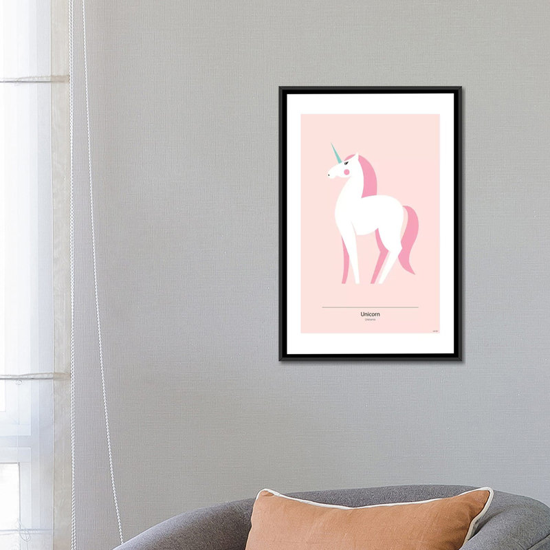 « licorne », impression sur toile, H 26 po x l 18 po x P 1,5 po, Pas de tapis, Toile tendue