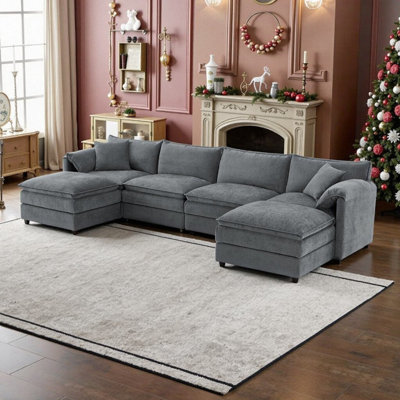 Ensemble de canapé modulaire en forme de U 136 po avec siège profond 136 po Chenille