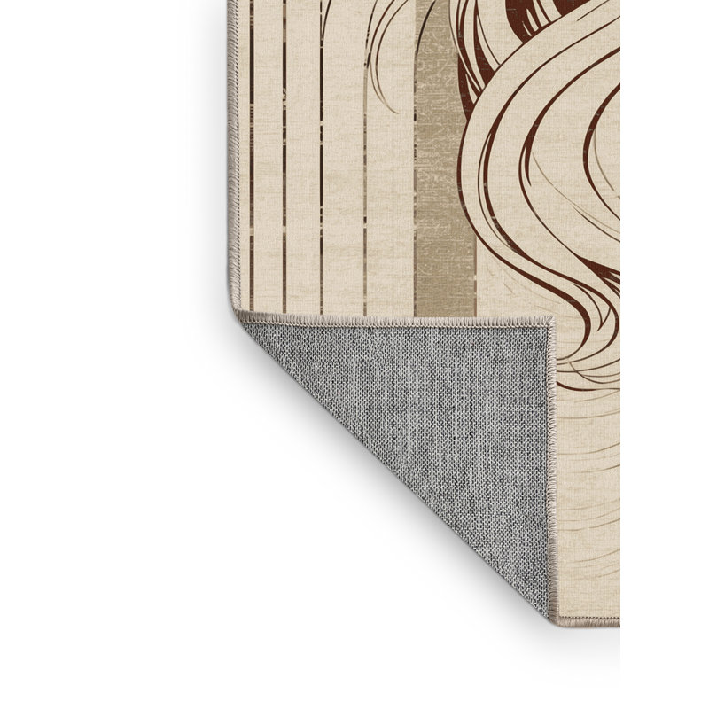 Tapis beige lavable à la machine Newberry Hel Glam, 7 x 9
