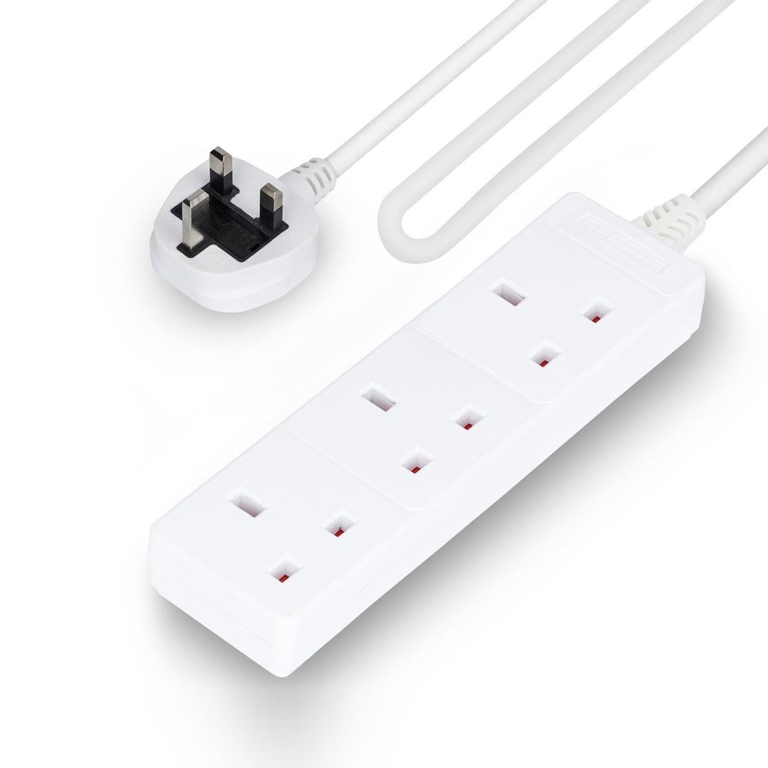 Geepas 3 Gang Extension Lead - 2M Cable - White - Image 7