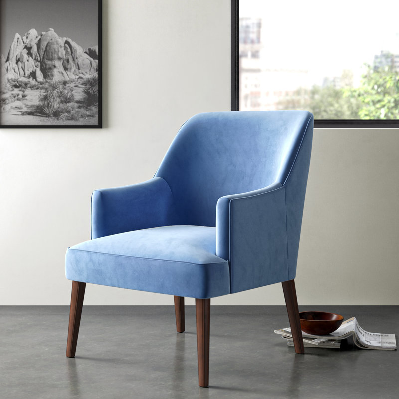 Lorenzana Velvet Armchair, Light Blue Polyester