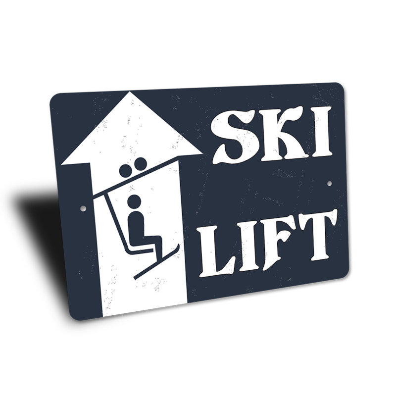Enseigne en aluminium pour station de ski, H 10 po x l 14 po x P 0,04 po
