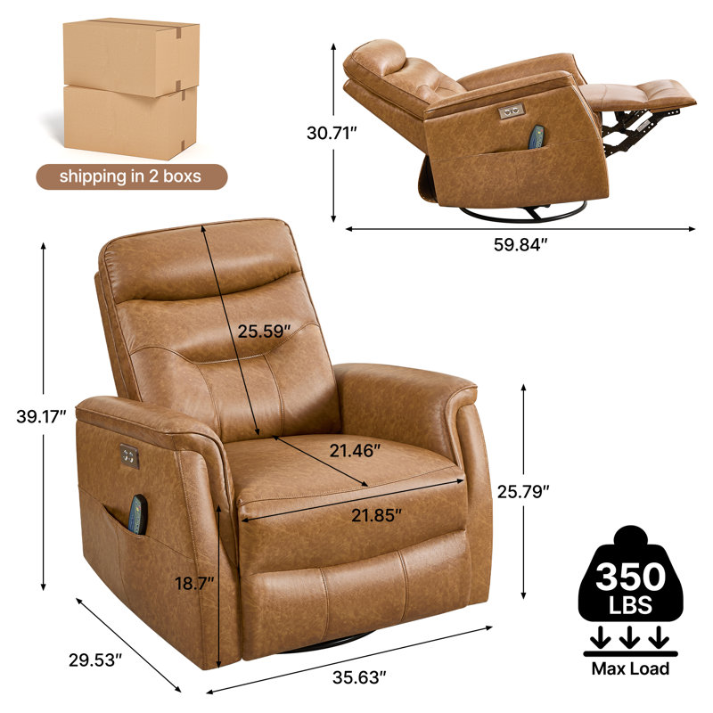 Fauteuil inclinable en similicuir Detine, Brun