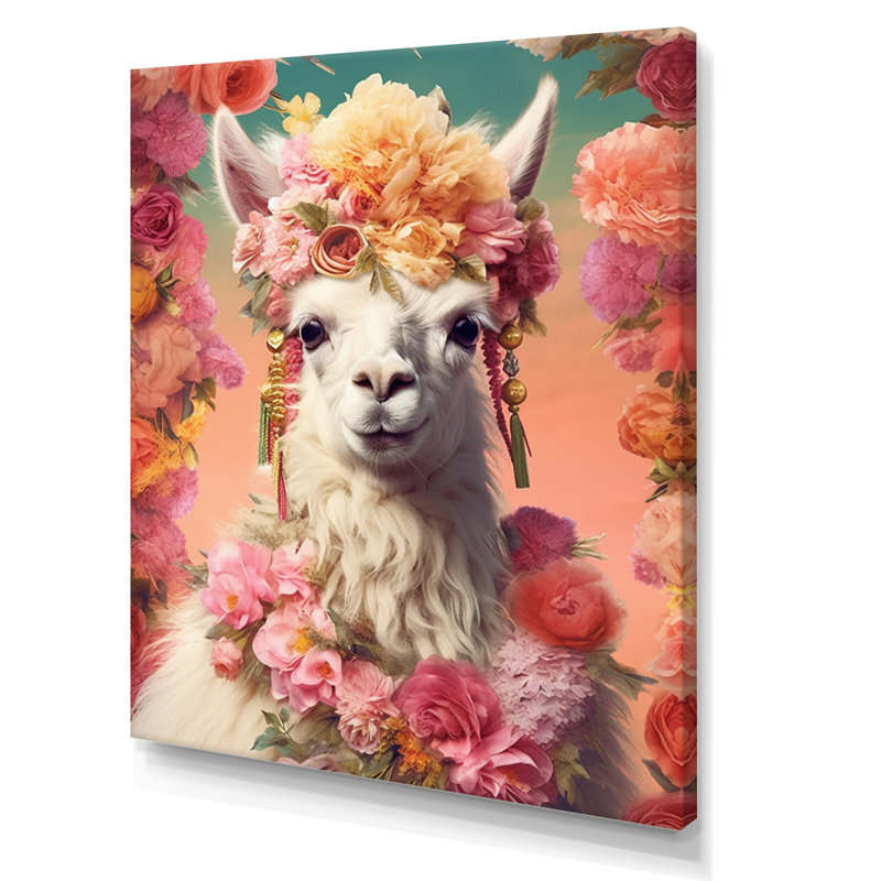 Lama harmonie II sur toile, Toile tendue, 40" H x 30" W