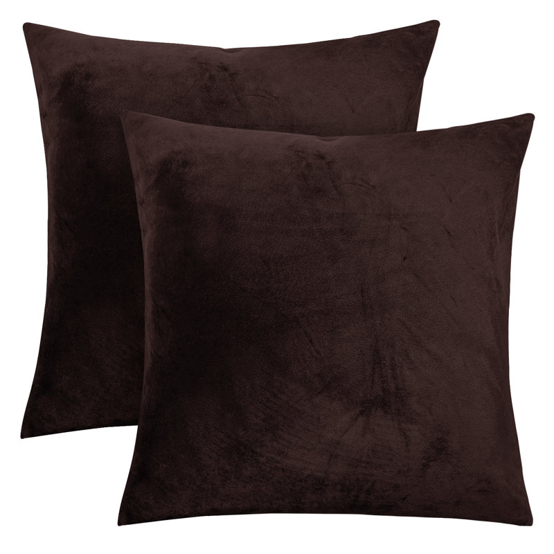 Rizokarpaso Luxury Square Scatter Crushed Velvet Cushion Cover, Brown