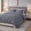 Pintuck Microfiber Duvet Cover Set with Pillowcases – Pleated Textured Bedding, Soft Luxury Quilt Cover, Breathable All-Season Comforter Cover, Modern Hotel Style Bed Set-123796613-123796620