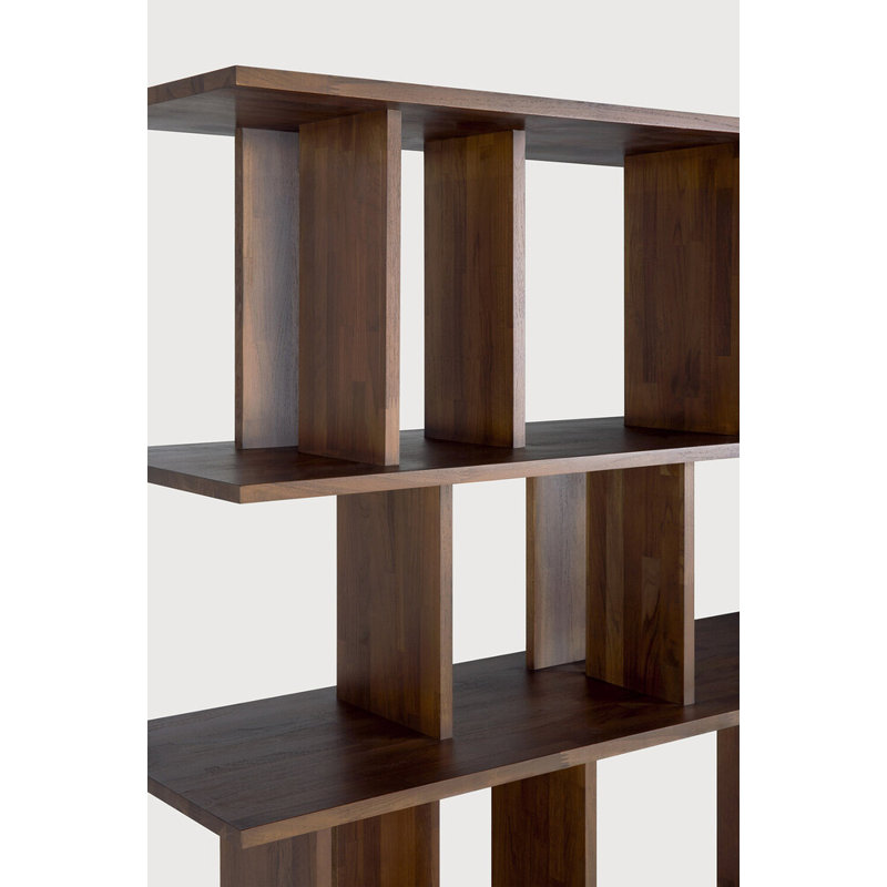 Irregular Solid Wood Geometric Bookcase, 45.5" H x 88" W x 14.5" D