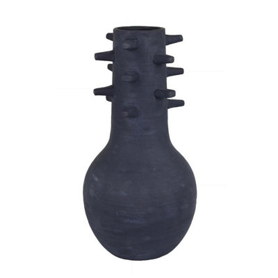Enya Flower Vase, 3D Spiked Accent Narrow Neck, Ceramic, 