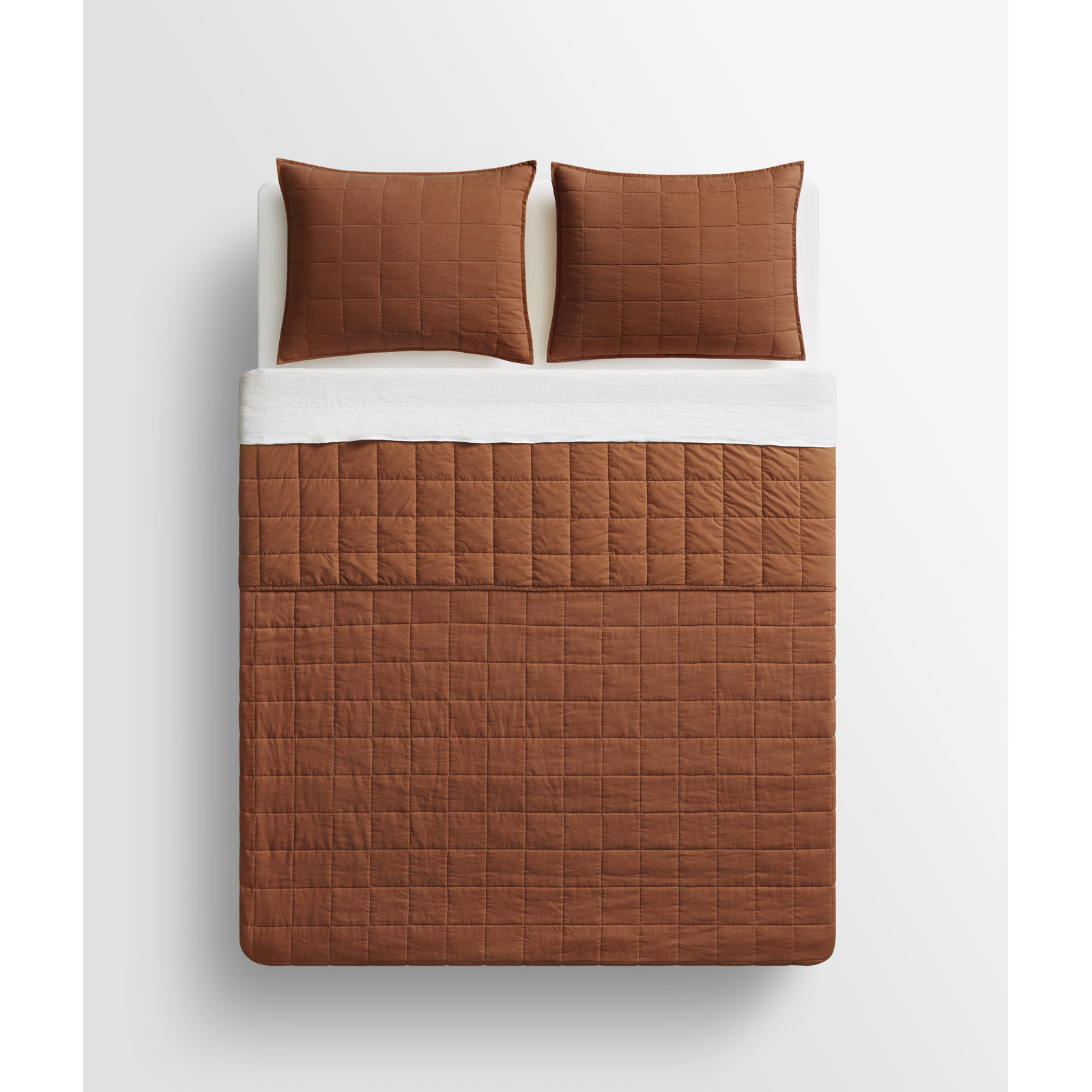 Ester Percale Quilt Set, Queen Quilt + 2 Queen Shams, Tomato