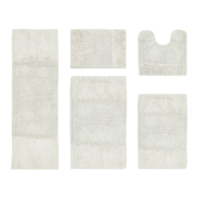 Makaylynn Premium 100% Cotton 2155 GSM 5-Piece Bath Rug Set, OEKO-TEX® Certified, Non-Slip Spray Latex Backing, Plush Tufted, Super Absorbent, Machine Washable Bathroom Rugs for Bathroom, Shower, Tub & Vanity, Ivory