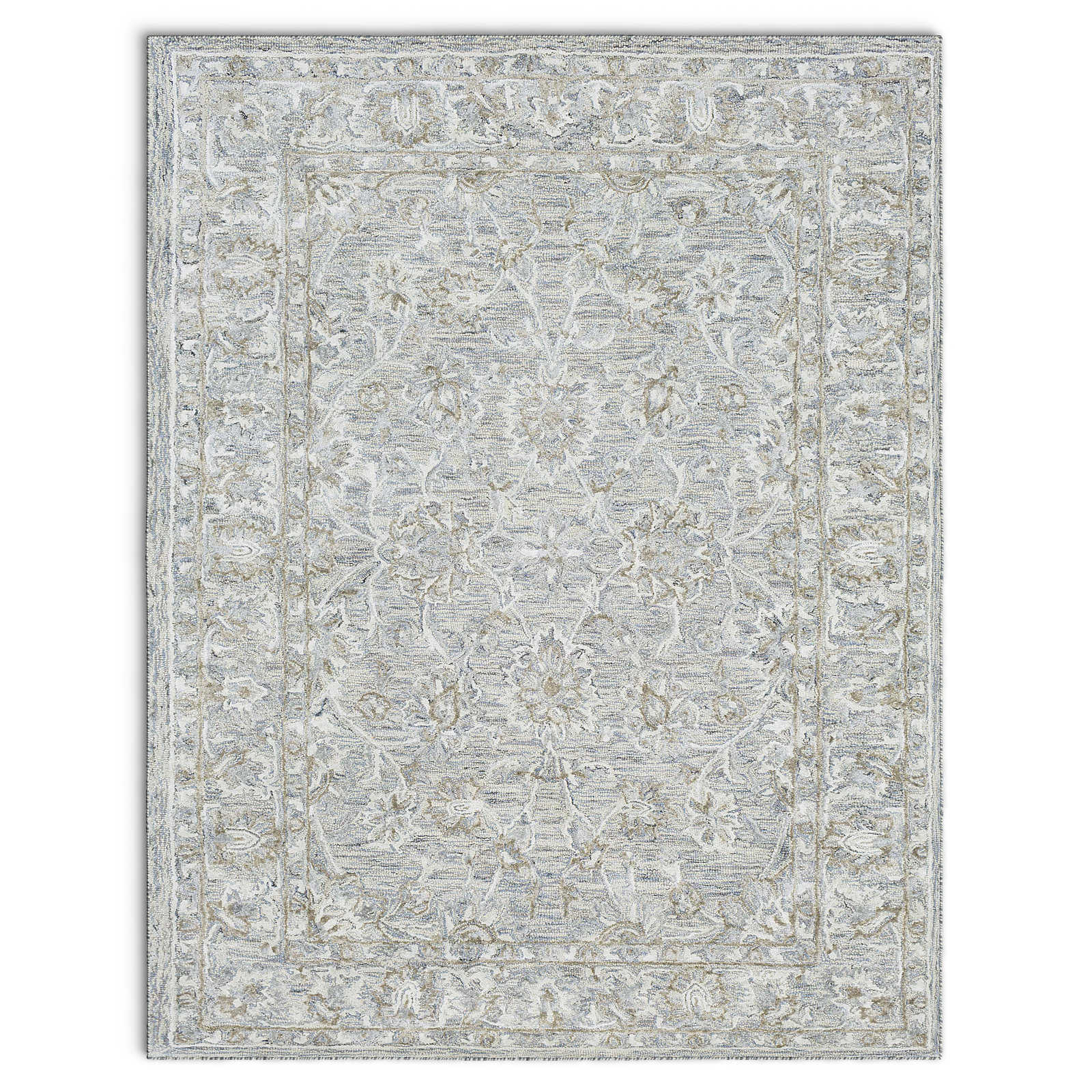 Cait Denim Taupe Ivory Sage Wool Rug - Vintage Charm