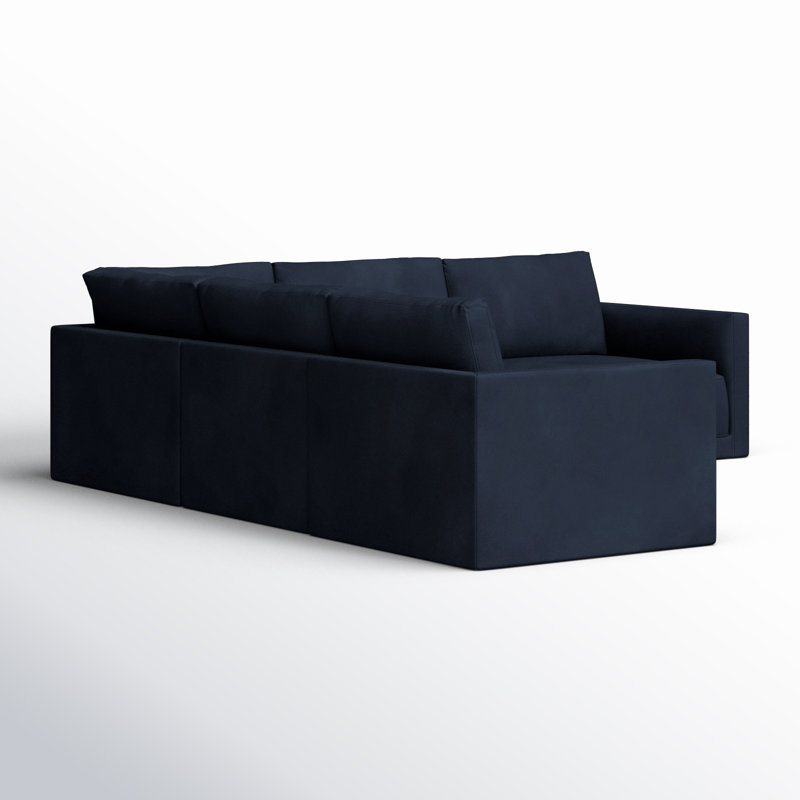 Deirdre 5 - Piece Modular Velvet Reversible Sectional, Navy Velvet