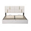 Grand lit tapissier beige avec système de rangement - Pas de sommier pour plateforme fonctionnelle
