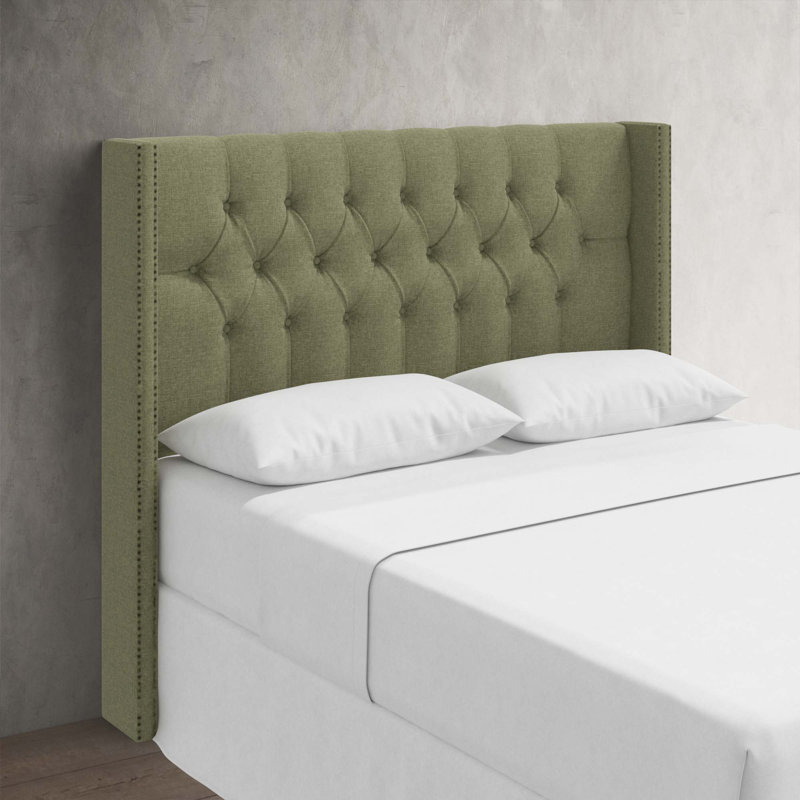 Knighten Upholstered Headboard, Full, Zuma Laurel Textured Linen