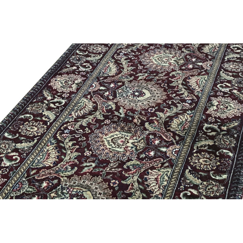 Wool Oriental Area Rug in Wine/Ivory