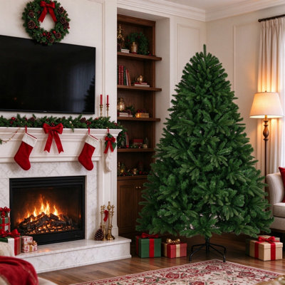 Arbre de Noël artificiel pré-éclairé 6 pi, PVC mélangé PE, 340 lumières DEL bicolores avec 9 modes d'éclairage pour les Fêtes