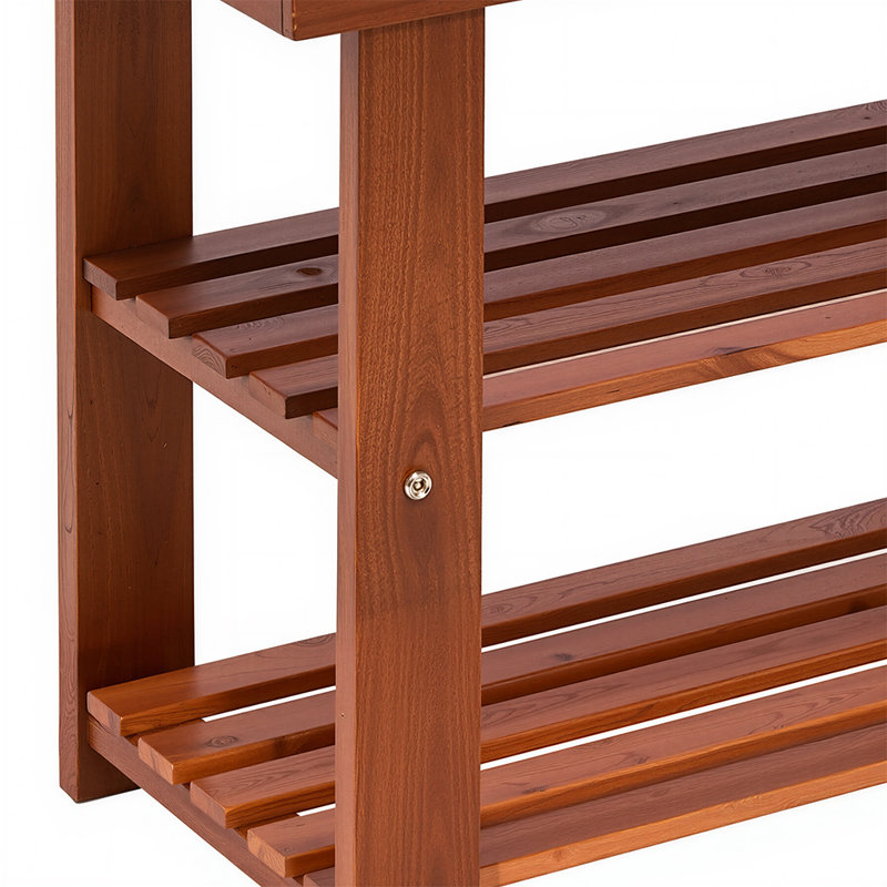 Étagère à chaussures à 3 niveaux en bois massif, tabouret de rangement pour chaussures de grande capacité