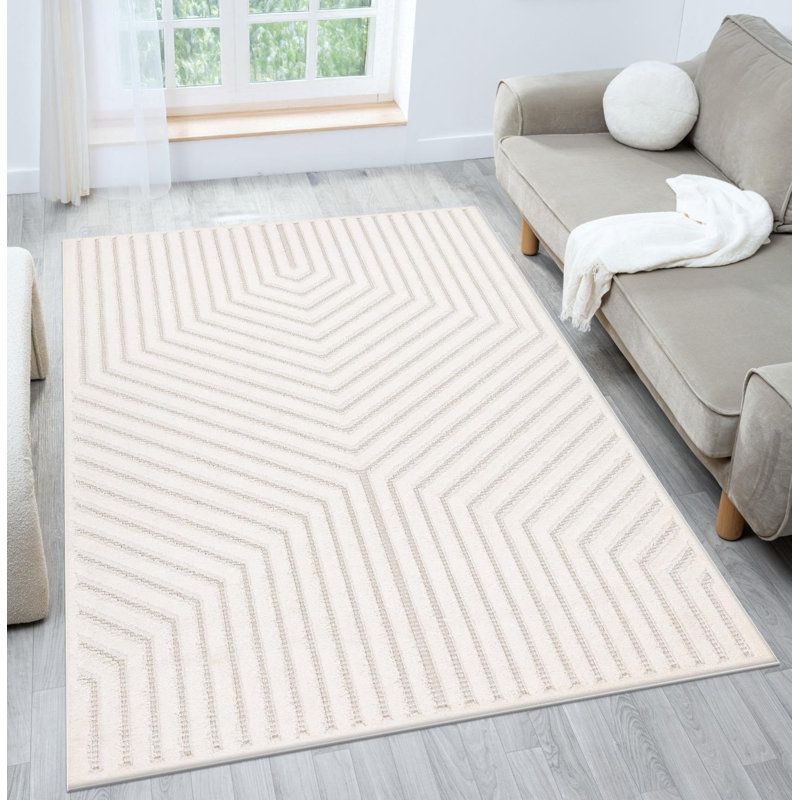 Tapis moderne à motif géométrique, Rectangle 7 pi 9 po x 9 pi 11 po
