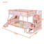 Lit double superposé au-dessus de grand lit double en bois avec glissade, escalier de rangement, garde-corps et lattes-290562722