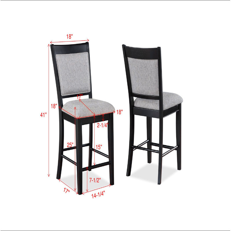 Tabouret de bar 2 pièces noir, Noir / gris clair