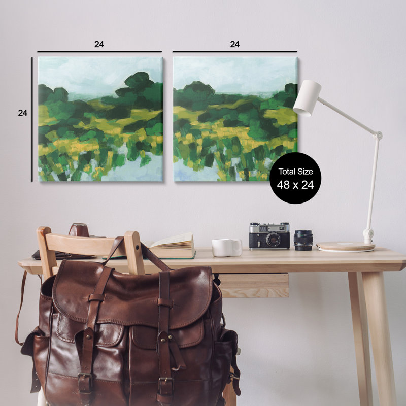  Ensemble d'art mural sur toile 2 pièces Reflecting Green Nature par June Erica Vess, H 24 po x l 24 po