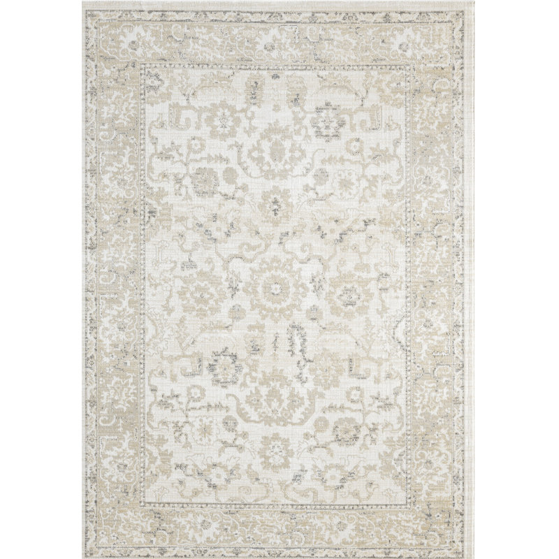 Abani Kyleigh DAL130A Ivory Botanical Medallion Rug, Rectangle 7'9" x 10'2"