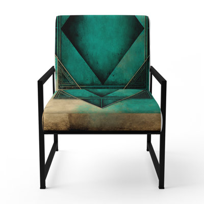 Impermanence Japanese Vintage Art III - Upholstered Contemporary Arm Chair, Geometric Abstract Accent Chair