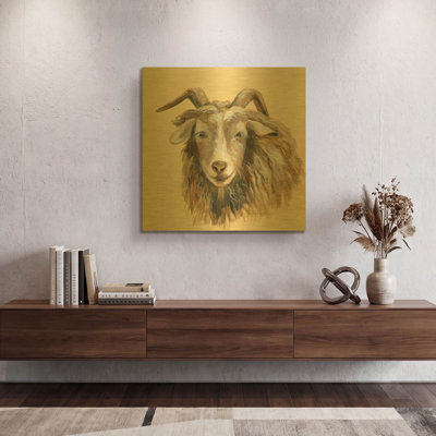 'Highland Animal Sheep' By Silvia Vassileva Gold Metal Wall Art, 24" x 24"
