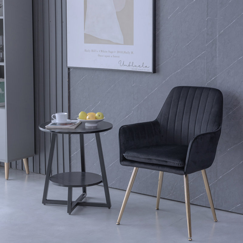 Chaises d'appoint avec pieds en métal, Noir