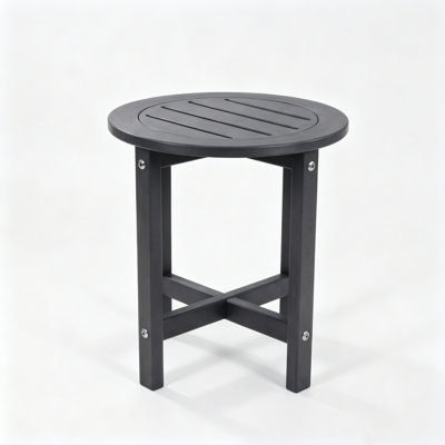16" Round Gray HDPE Outdoor Side Table - All-Weather Patio End Table