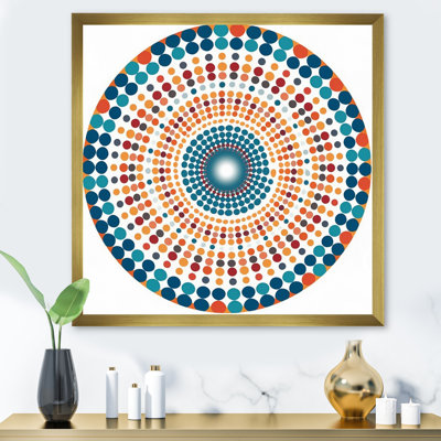 Boho Mandala en rétro bleu et orange I sur impression sur toile