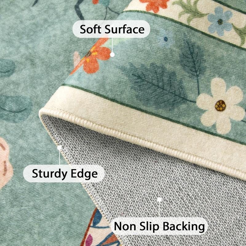 Insect Print Washable Rugs for Living Room Ultra-Thin Non-Slip Modern Bedroom Large Carpet, Rectangle 5' x 7'