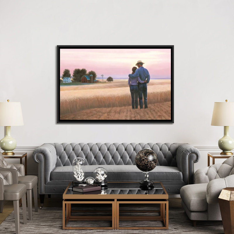« family farm » par james wiens,, reproduction d’impression sur toile tendue, H 40 po x l 60 po x P 1,5 po, Pas de tapis