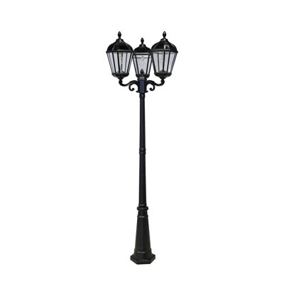 Royal Bulb Triple Head Lamp Post Black