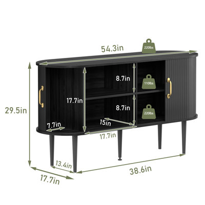 Armoire d'appoint 54 "avec portes tambour, buffet et armoire de rangement 54"