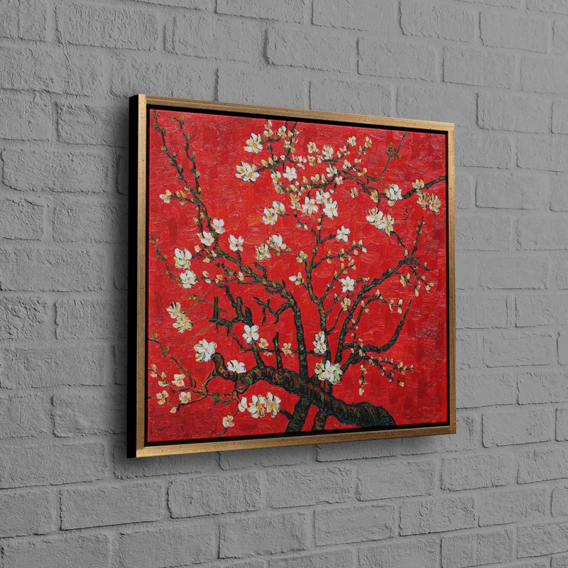 Vincent Van Gogh, fleur d'amandier, art mural sur toile pour décoration intérieure moderne, Cadre flottant noir